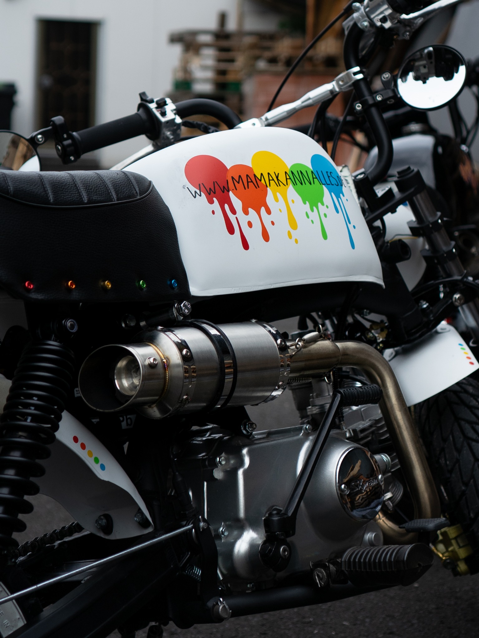 Detail eines individuell umgebauten Minibikes
